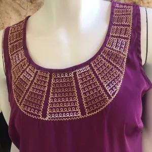 Ann Taylor LOFT Factory Purple Sleeveless Embroidered Tank Top Women's Size Small thumbnail 2