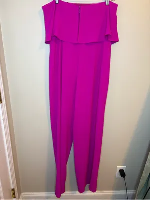 NWT Sugarlips Fuchsia Pink Strapless Ruffle Jumpsuit Size L thumbnail 4