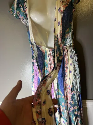 Olivaceous Dress Womens Medium Multicolor Floral Wrap Maxi Ruffle Sundress thumbnail 4