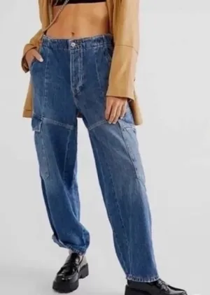 We The Free All Star Cargo Pull On Button Fly Baggy Jeans Size XS thumbnail 1