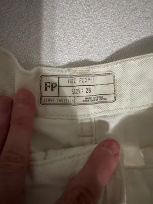 Free people white jean shorts with design thumbnail 3