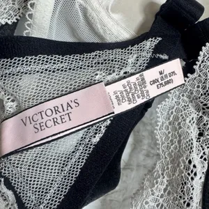 Victoria's Secret Bralette Women's Lace Mesh Racerback Ivory Black Size M thumbnail 4