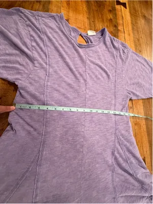 NeWViV Lavender Mineral Wash Knit Romper S 100% Cotton Raw Seam Keyhole Pocket thumbnail 10