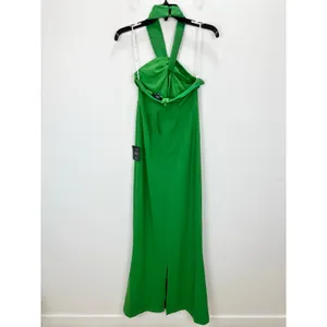 Lulus Mesmerizing Perfection Green Halter Neck Backless Maxi Dress Small NWT thumbnail 8