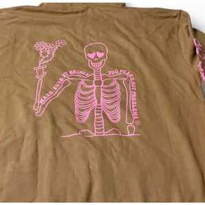 Brown Skeleton Graphic Hoodie with Pink Print – XL thumbnail 4
