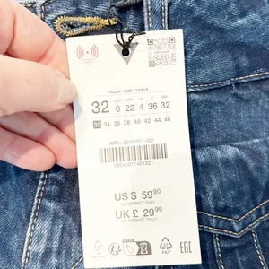 Zara Low Rise Patch Pocket Dark Wash Denim Flare Jeans Blue 0 thumbnail 4