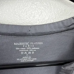 Majestic Filatures Top Womens Size 3 Grey Cotton Cashmere Silk Back Split Neck thumbnail 6