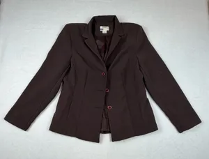 Koret Blazer Women Size 10 Brown 3-Button‎ Structured Office Professional thumbnail 1