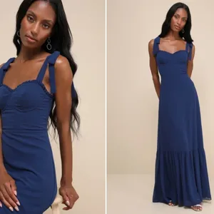 LULU's Prom Wedding Bridesmaid Sexy Elegant Bustier Romantic Flowy Maxi NWOT thumbnail 2