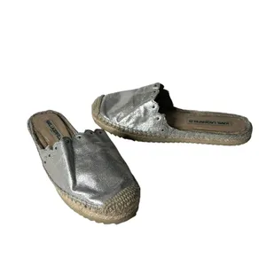 Karl Lagerfeld‎ Metallic Silver Espadrille Slides Slip on Shoes Women Size 7.5 thumbnail 8