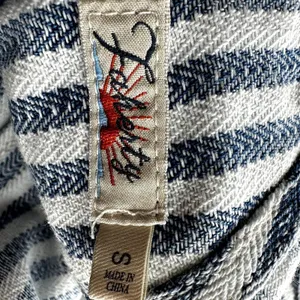 Faherty Topsail Overalls Denim Adjustable Pockets Railroad Stripe Blue White S thumbnail 3