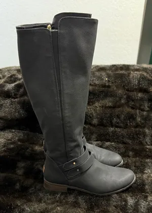 Dr Scholls Boots Womens 8 Reach For It Tall Riding Black Knee High Zipper Block thumbnail 1