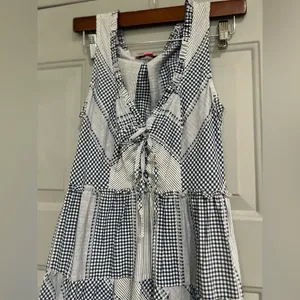 Betsey Johnson Stripe Play Yarn-Dye Tiered Maxi Dress Blue Small size Gingham thumbnail 13