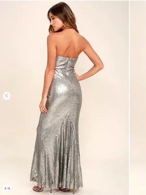 LULU's Sexy Prom Holidays Wedding New Years Shimmer Sparkle Bustier Maxi Gown thumbnail 2