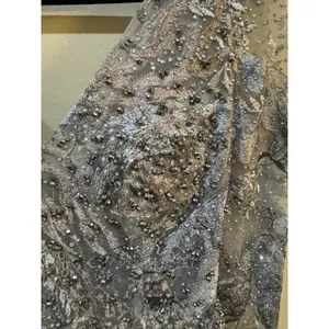 MAC DUGGAL 20214 LONG SLEEVE BEADED APPLIQUE GREY MULTI GOWN Size 6 Dress thumbnail 13