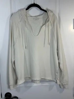 Z Supply V-Neck Weekender Hoodie Cream Size M thumbnail 1