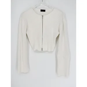White Fox Boutique From the Heart Full Zip Sweater Women's S/M White Coastal thumbnail 2