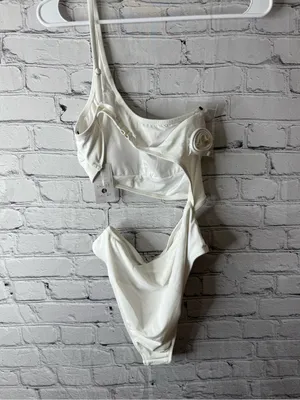 NWT shade and shore Bride Embroidered One-Shoulder White Bridal Swimwear small thumbnail 7