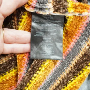 Volcom Women's XL Chenille Striped Cropped Crew Neck Sweater Brown Orange Yellow thumbnail 7