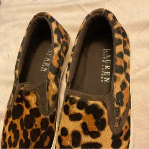 Lauren Ralph Lauren Cedar II Slip On Shoes Womens 6B Leopard Print Calf Hair thumbnail 2