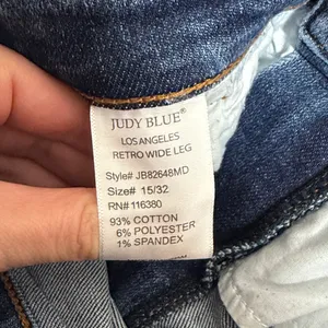 NWT Judy Blue Retro Wide Leg High‎ Waist Raw Hem Jeans size 15 / 32 thumbnail 5
