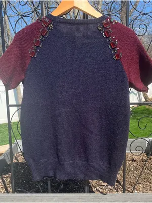 J.Crew Women’s Jeweled Short Sleeve Alpaca Merino Wool Blend Sweater Size XS thumbnail 4
