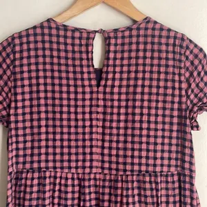 Madewell Short-Sleeve Tiered Mini Dress in Gingham Check thumbnail 10