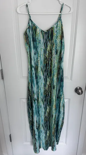 SheIn Green And Teal Printed Maxi Dress  thumbnail 1