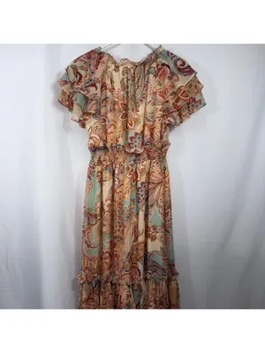 Blu Pepper Paisley Flutter Sleeve Maxi Dress M NWT thumbnail 9