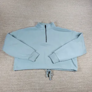 American Eagle Ahh Mazingly Soft Hoodie XS Blue Cropped Fleece Quarter Zip thumbnail 2