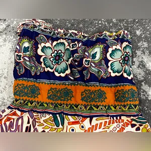 Flying Tomato strapless smocked back with self tie multicolor boho print Size M thumbnail 4