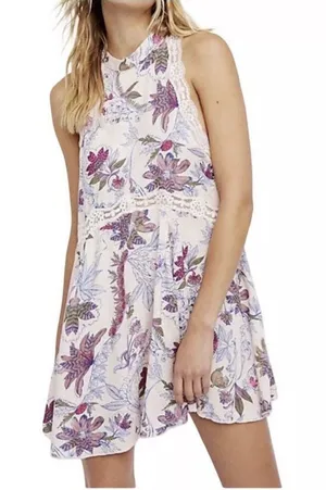 FREE PEOPLE SHE MOVES CHEMISE HIGH NECK‎ SLEEVELESS MINI Size S Pink thumbnail 1