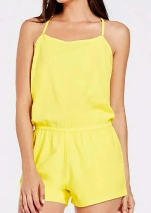 Fabletics Womens Yellow Racerback Active Romper Size Medium Sleeveless Sporty thumbnail 1