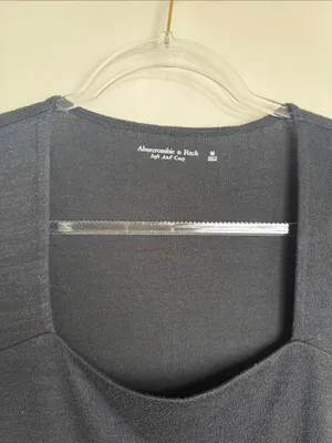 Abercrombie & Finch Soft AF Long-Sleeve Squareneck Black Bodysuit Size Medium thumbnail 3