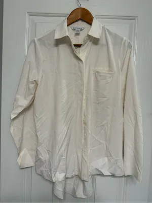 Athleta Off-White Long Sleeve Button Down Blouse - Size S thumbnail 1