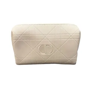 Christian Dior Quilted Cosmetic Makeup Zipper Bag Pouch Clutch - White thumbnail 2