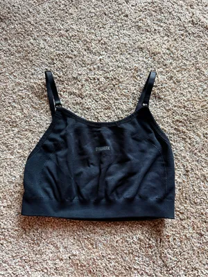 Gymshark Women Seamless High-Neck Sports Bra S Black Activewear Workout Comfort thumbnail 3
