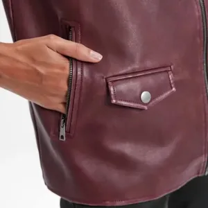 $42 New Wild Fable Faux Leather Moto Vest - Berry - Small thumbnail 3