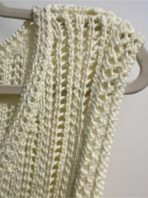 American Eagle Womens S Small 32” Ivory Beige Crochet Knit Sweater Vest Beach thumbnail 3