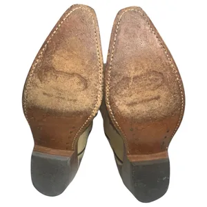Loblan Women’s Size 7 Tan Brown Pointed Toe Leather Decorative Cowboy Boots thumbnail 8