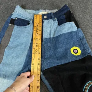 BDG High-Rise Baggy Patchwork Jeans Multi-Color Embroidered Denim Size 27 Boho thumbnail 5