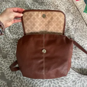 Franco Sarto Brown Pebbled Leather Crossbody Bag Silver‎ Logo Normcore Everyday thumbnail 7