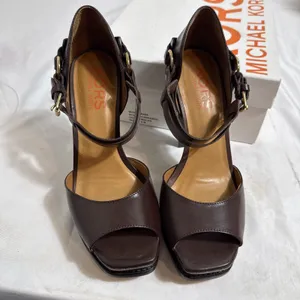 Michael Kors Rare Shoes Womens 8 Mocha Brown Fashion 4” Heels Dress In Box thumbnail 2