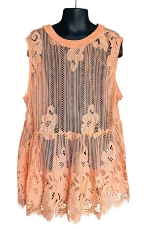 Womens Arizona Jeans Lace Semi Sheer High Neck Sleeveless Top - Sz S thumbnail 1