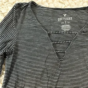 AE flare sleeve stripe soft sexy tee XS thumbnail 5