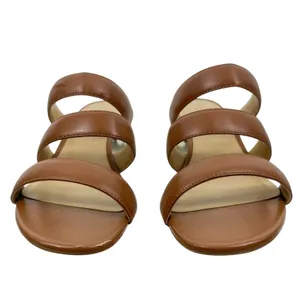 Michael Kors Paloma Flex Mule Sandals Gold Block Heel Brown Size 7M thumbnail 3
