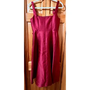 Adrianna‎ Papell Mikado 3D Flower Midi Dress Plum Red Fit Flare Pockets Sz 4 thumbnail 5