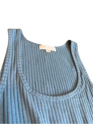Spiritual Gangster Dusty Blue Ribbed Wide Leg Jumpsuit Racerback X-Small Women's thumbnail 3