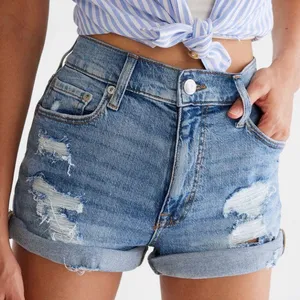 Aeropostale Blue Distressed Jean Shorts High-Waisted thumbnail 1