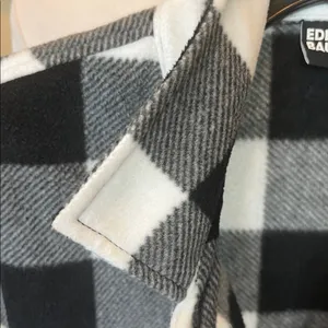 Eddie Bauer Micro fleece Button Up Shirt Black White Buffalo Check Oversized thumbnail 8